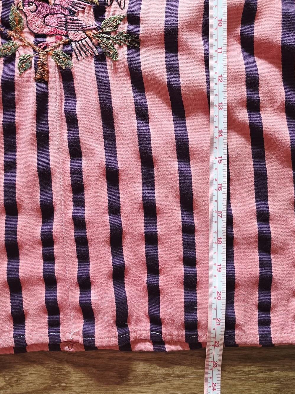 Arloom Vintage Huipil Top Pink With Purple Stripes - Picture 9 of 12